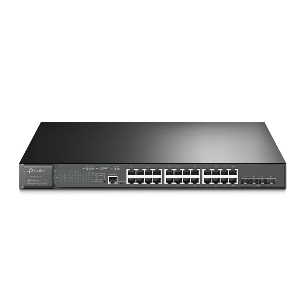 TP-Link TL-SG3428XMP 24-Port Gigabit L2+ Managed Switch with 4 10GE SFP+ Slots and 24 PoE+ Ports