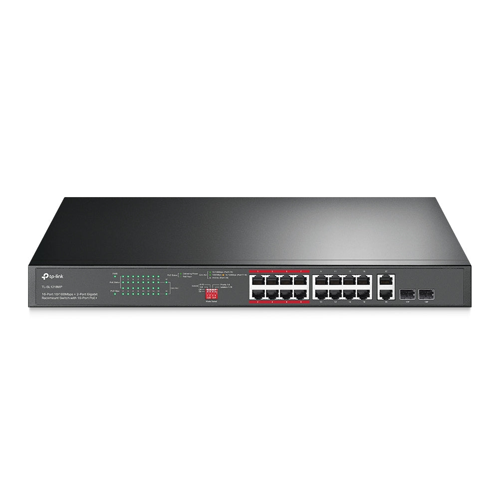 TP-Link TL-SL1218MP 16-Port 10/100 Mbps + 2-Port Gigabit PoE Switch
