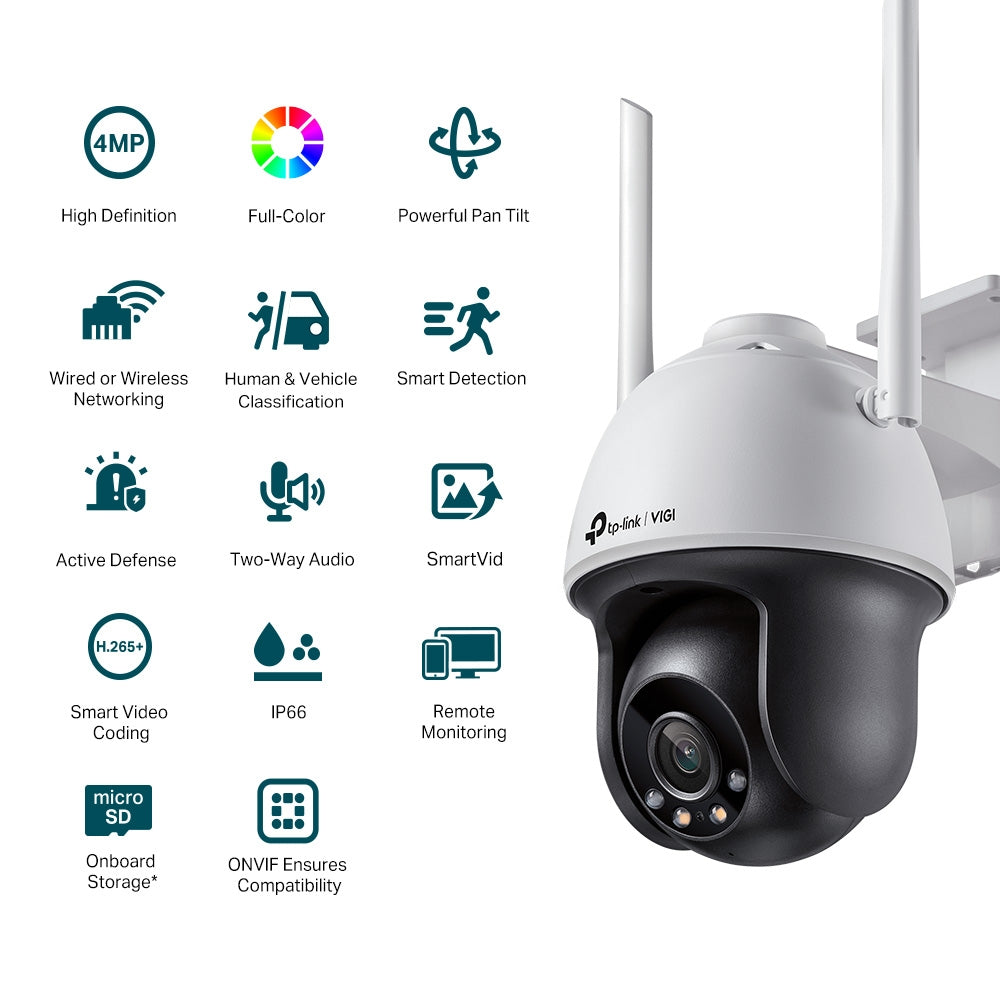 TP-Link VIGI C540-W 4MP Outdoor Full-Color Wi-Fi Pan-Tilt IP Camera
