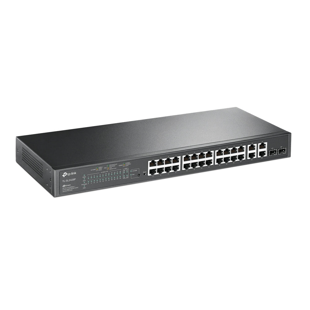 TP-Link TL-SL2428P 24-Port 10/100 Mbps + 4-Port Gigabit Smart PoE Switch