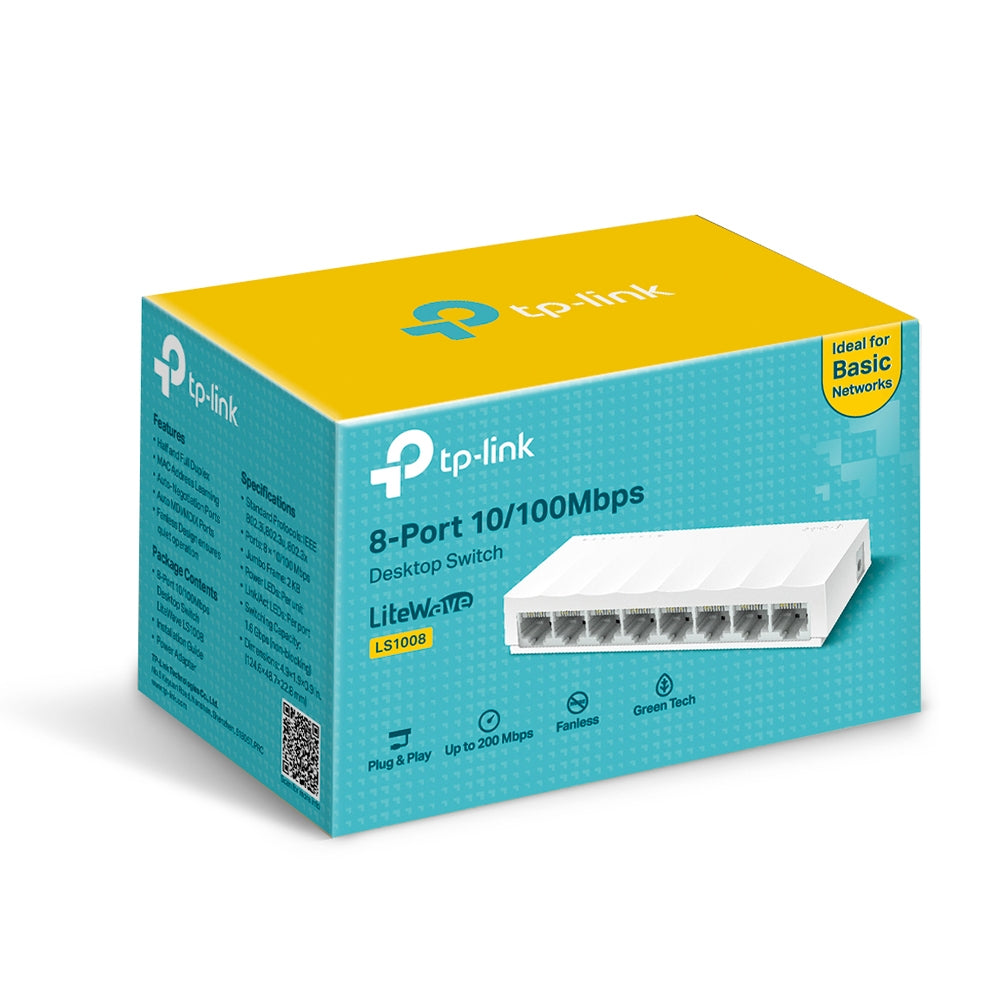 TP-Link LS1008 8-Port 10/100Mbps Desktop Switch - Reliable Network Expansion