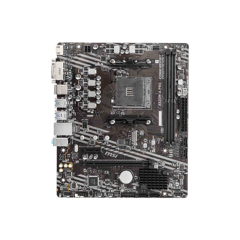 MSI A520M-A PRO Motherboard - AM4, DDR4, PCIe 3.0, Micro-ATX