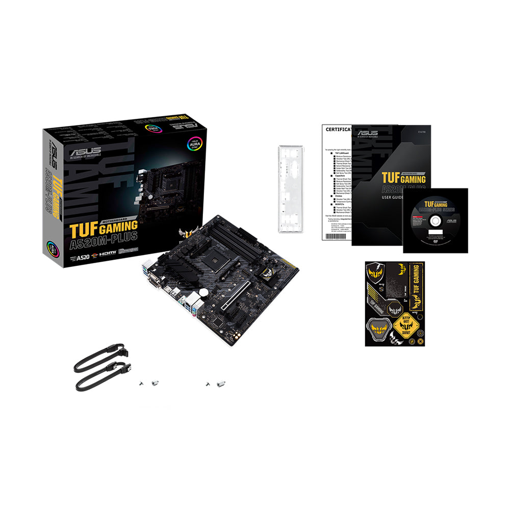 ASUS TUF GAMING A520M-PLUS Micro ATX Motherboard - AM4, AMD A520, DDR4, PCIe 3.0, Aura Sync RGB