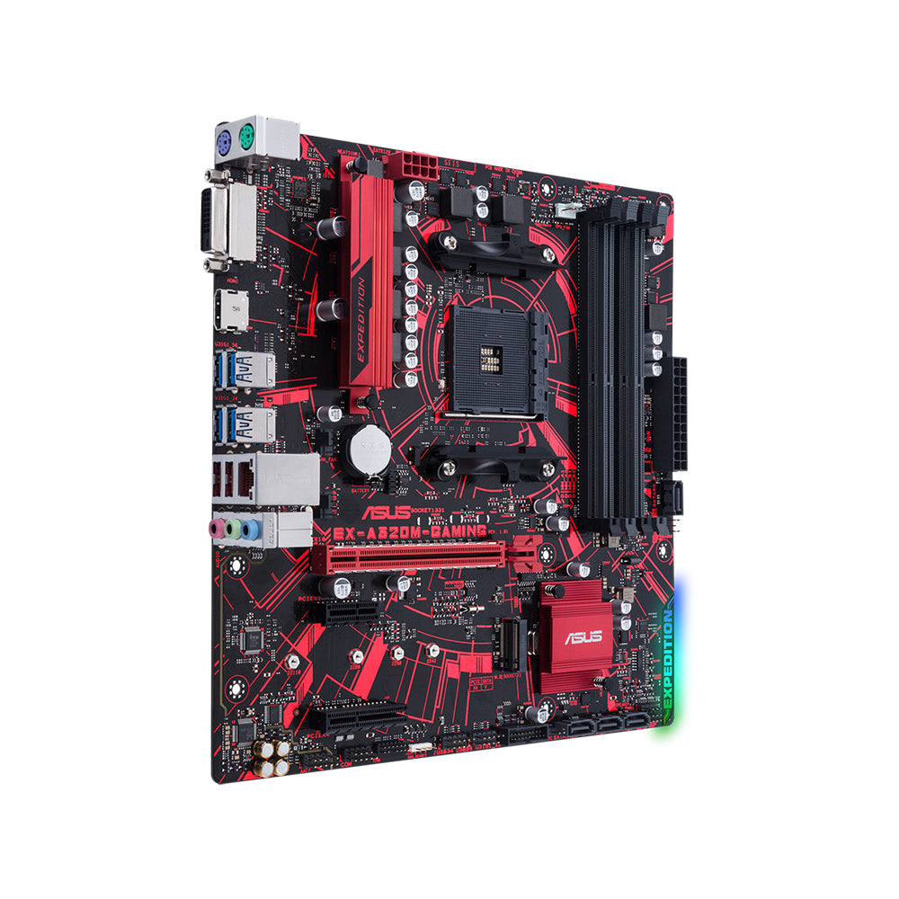 ASUS EX-A320M-GAMING Micro ATX Gaming Motherboard - AMD A320, DDR4, HDMI/DVI-D, PCIe 3.0