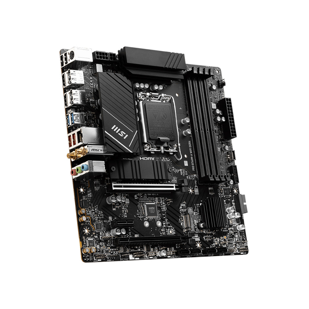 MSI PRO B760M-A WIFI DDR4 Motherboard - LGA 1700, DDR4, PCIe 4.0, Micro-ATX