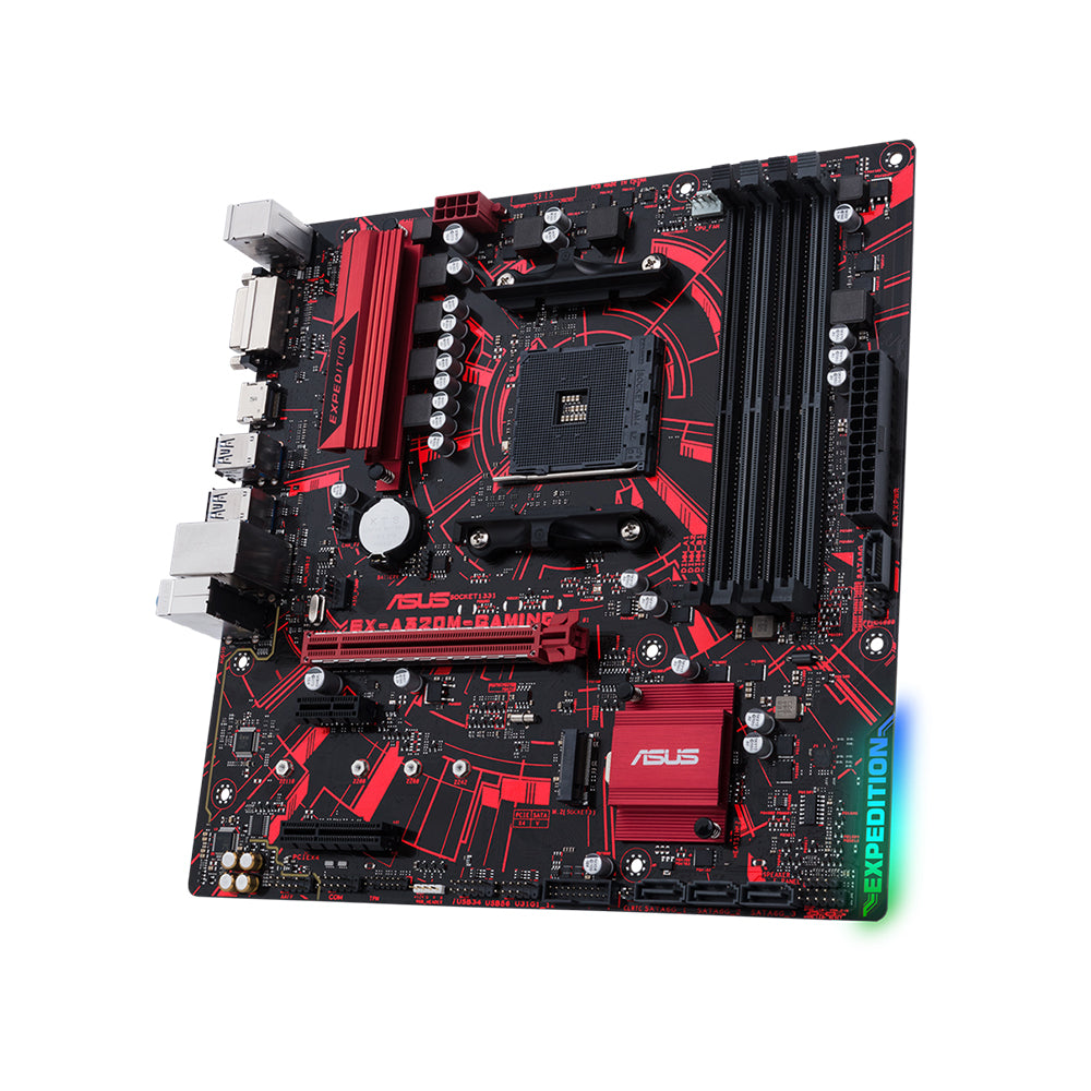 ASUS EX-A320M-GAMING Micro ATX Gaming Motherboard - AMD A320, DDR4, HDMI/DVI-D, PCIe 3.0